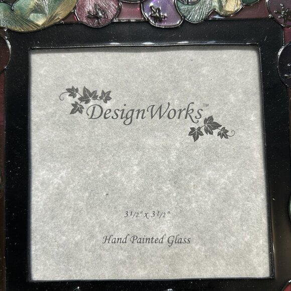 New Stain Glass Grapes Leafs Hand Painted Picture Frame 5.5 Design Works 3.5x3.5 - Picture 10 of 10